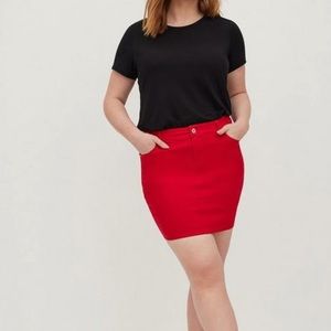 TORRID RUBY RED DENIM MINI SKIRT